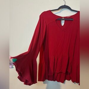 22-24ptp Red Women's Top long sleeve bell